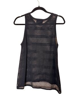 Alchemy New Zealand Semi-Sheer Black Sleeveless Ribbed Knit Tank Top sz XS